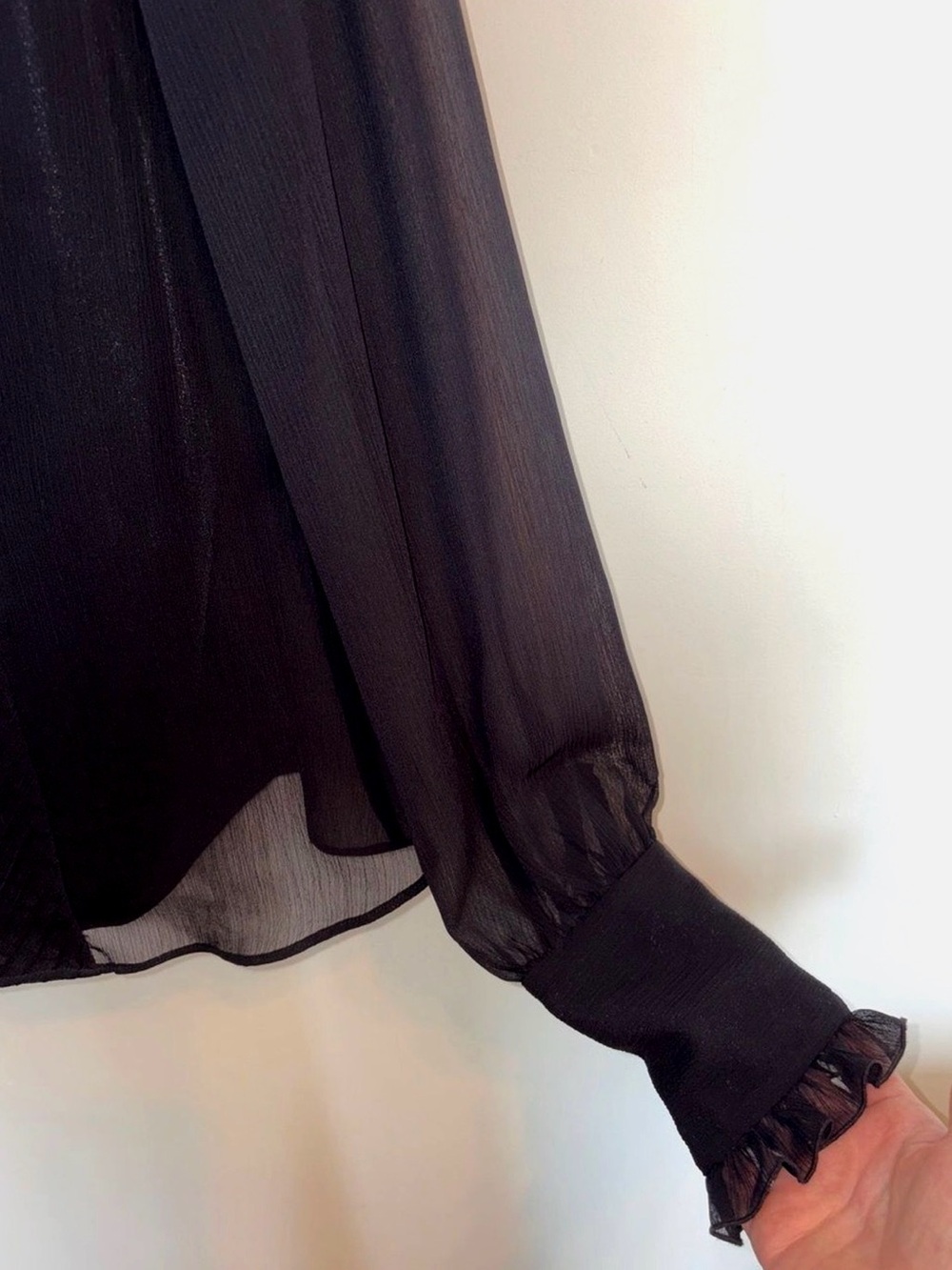 Antonio Melani Black Chiffon Ruffle Victorian Blouse Cami Set Pintuck Romantic 4 - Picture 6 of 14
